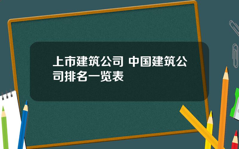 上市建筑公司 中国建筑公司排名一览表